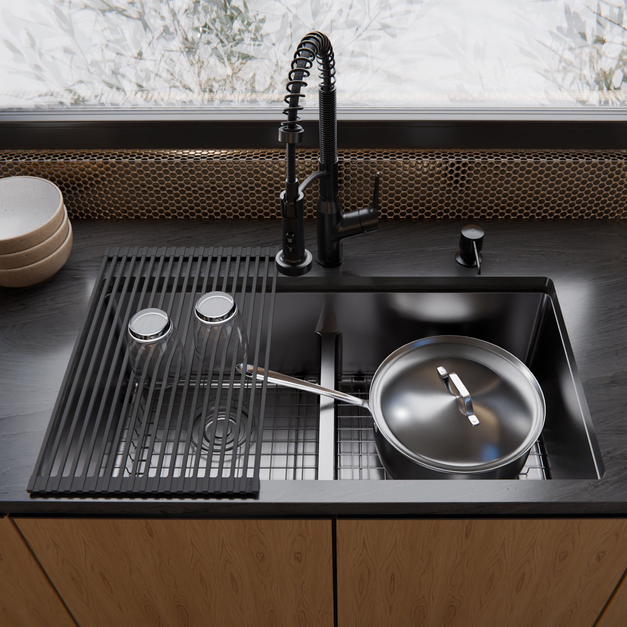 Fusion 33" Undermount 16 Gauge Double Bowl Stainless Steel Sink with Accessories