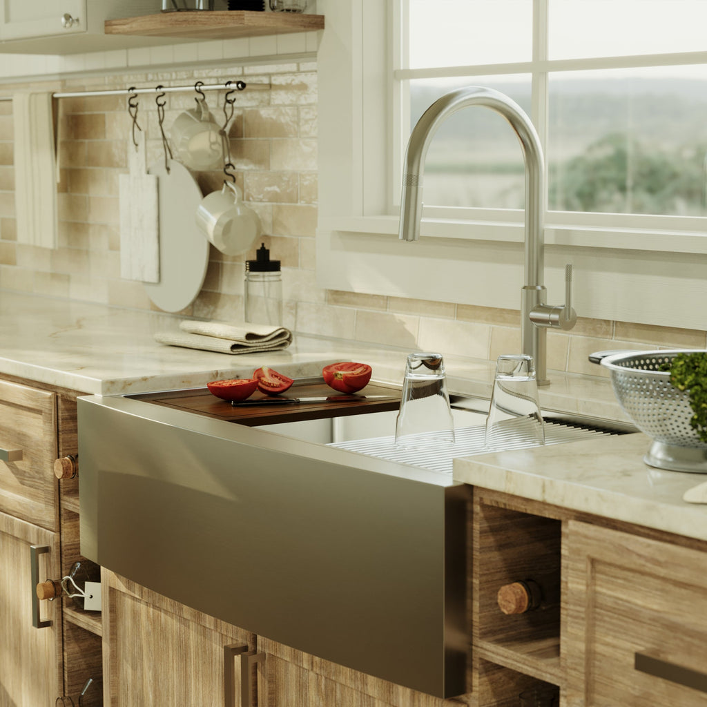 36" Farmhouse Double Equal Bowl Stainless Steel Workstation Kitchen Sink