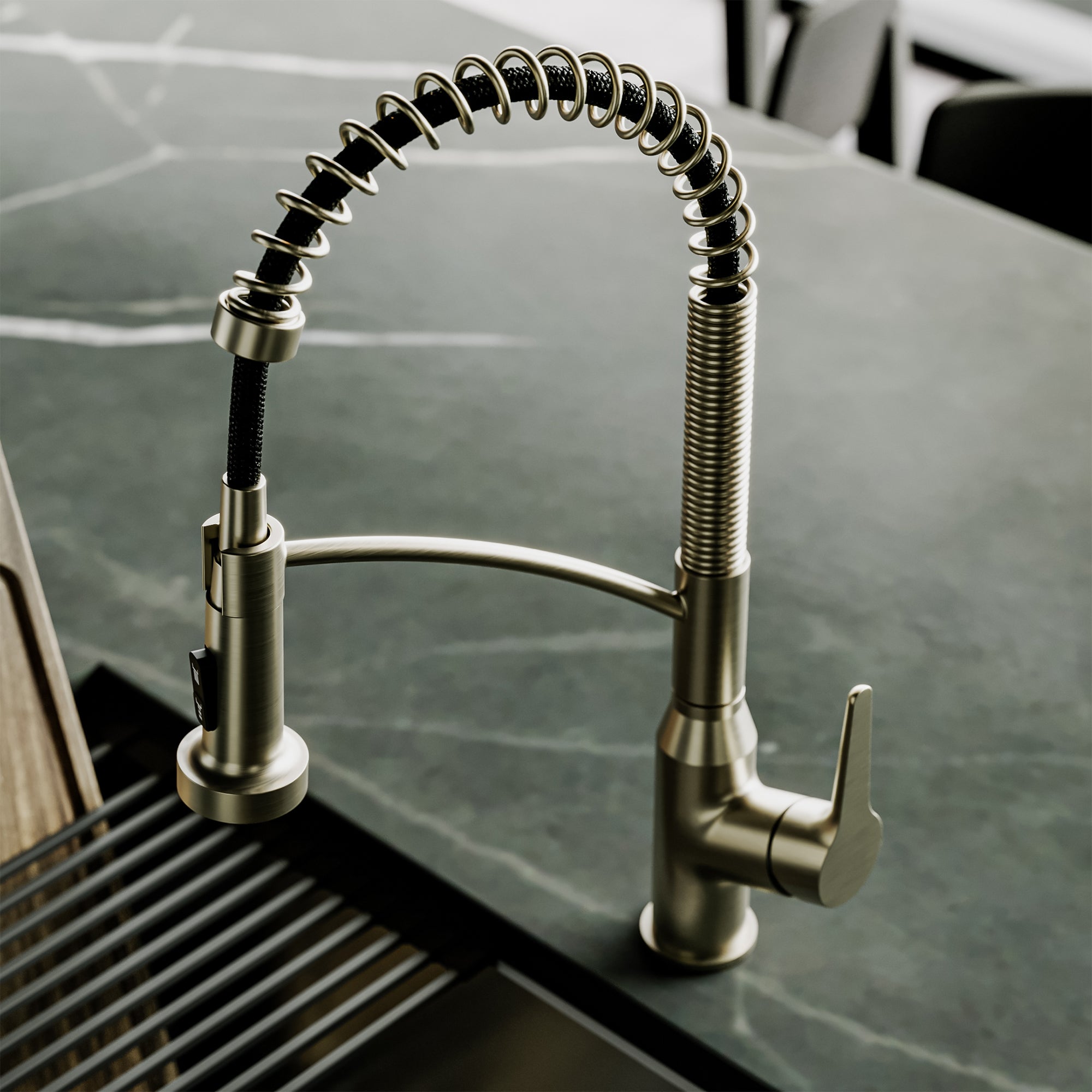 Scottsdale Single Handle Pull-Down Sprayer Commercial Style Kitchen Faucet In Spot-Free Champagne Bronze