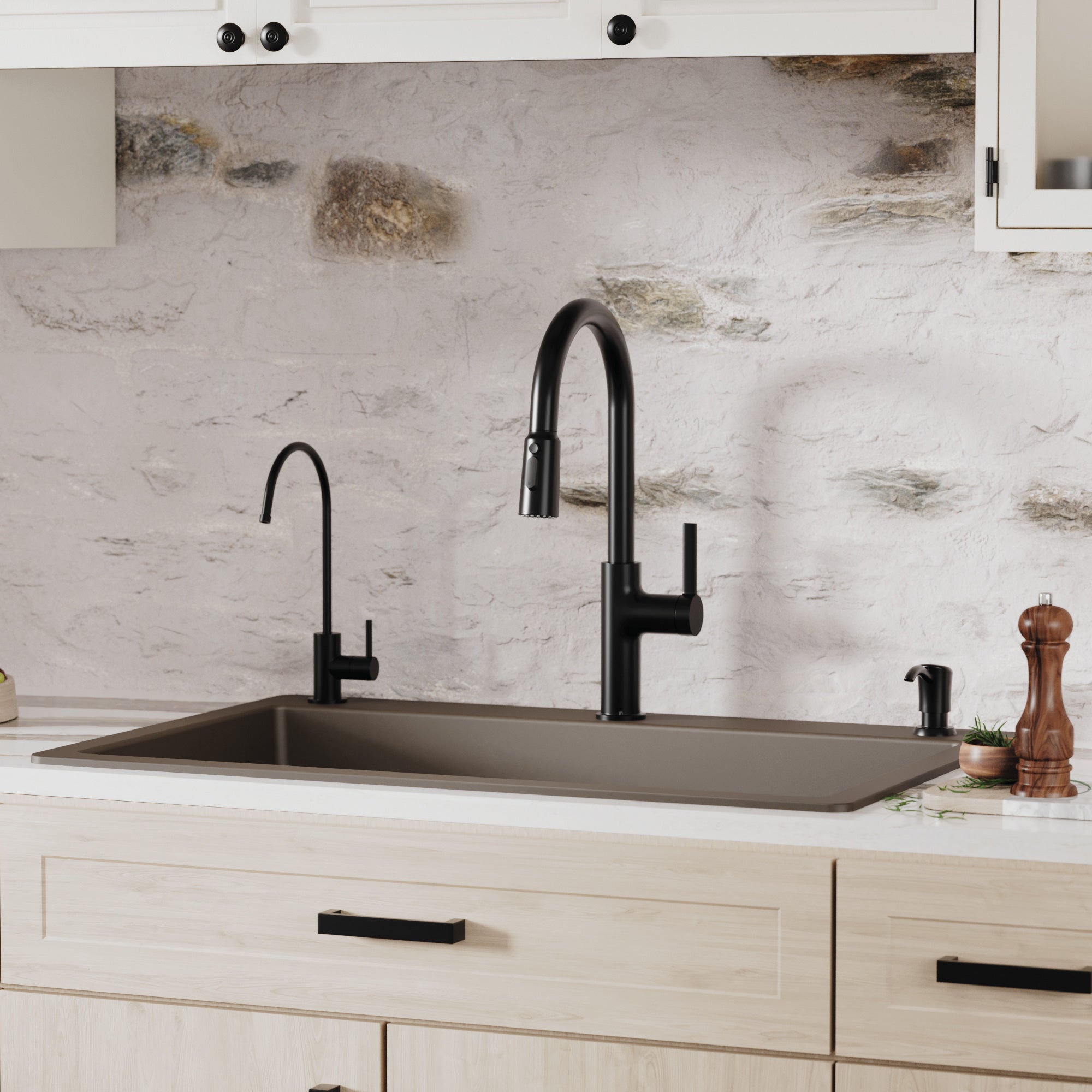 33" Top Mount Double Bowl Quartz Composite Kitchen Sink In Brown