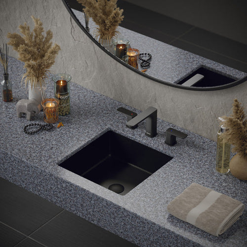 15-3/4" Undermount Stainless Steel Bathroom Sink In Gunmetal Grey