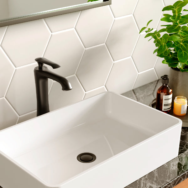 Woodburn Single Hole Single Handle Bathroom Faucet with Matching Pop-Up Drain In Matte Black
