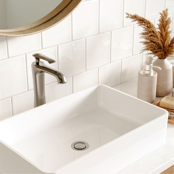 Woodburn Single Hole Single Handle Bathroom Faucet with Matching Pop-Up Drain In Stainless Steel