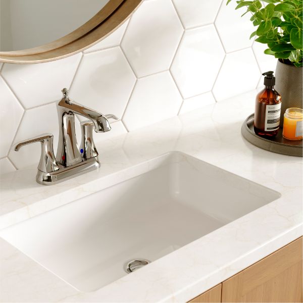 Woodburn Two-Hole 2-Handle Bathroom Faucet with Matching Pop-Up Drain In Chrome
