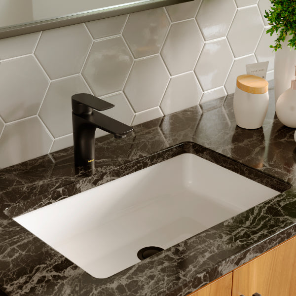 Kayes Single Hole Single Handle Bathroom Faucet with Matching Pop-up Drain In Matte Black