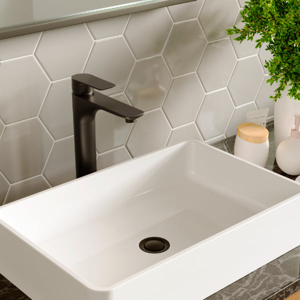 Kayes Single Hole Single Handle Bathroom Faucet with Matcing Pop-up Drain In Matte Black
