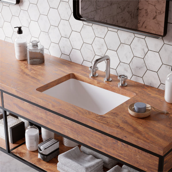 Tryst Widespread Three-Hole 2-Handle Bathroom Faucet with Matching Pop-up Drain In Stainless Steel