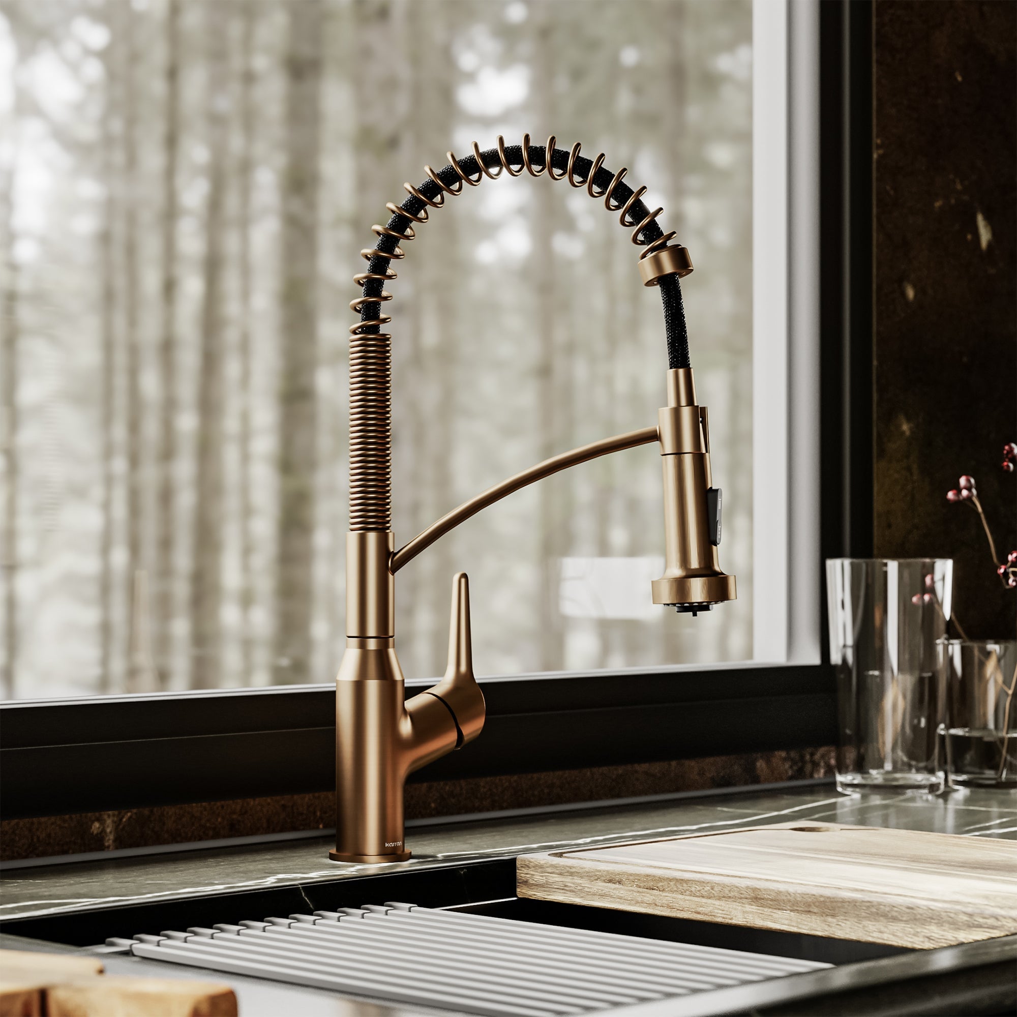 Scottsdale Single Hole Single Handle Pull-Down Sprayer Kitchen Faucet In Brushed Copper