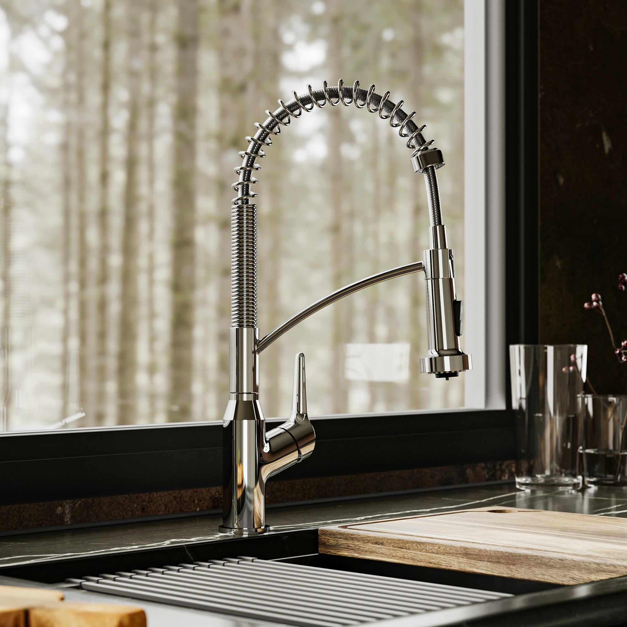 Scottsdale Single Hole Single Handle Pull-Down Sprayer Commercial Style Kitchen Faucet In Chrome