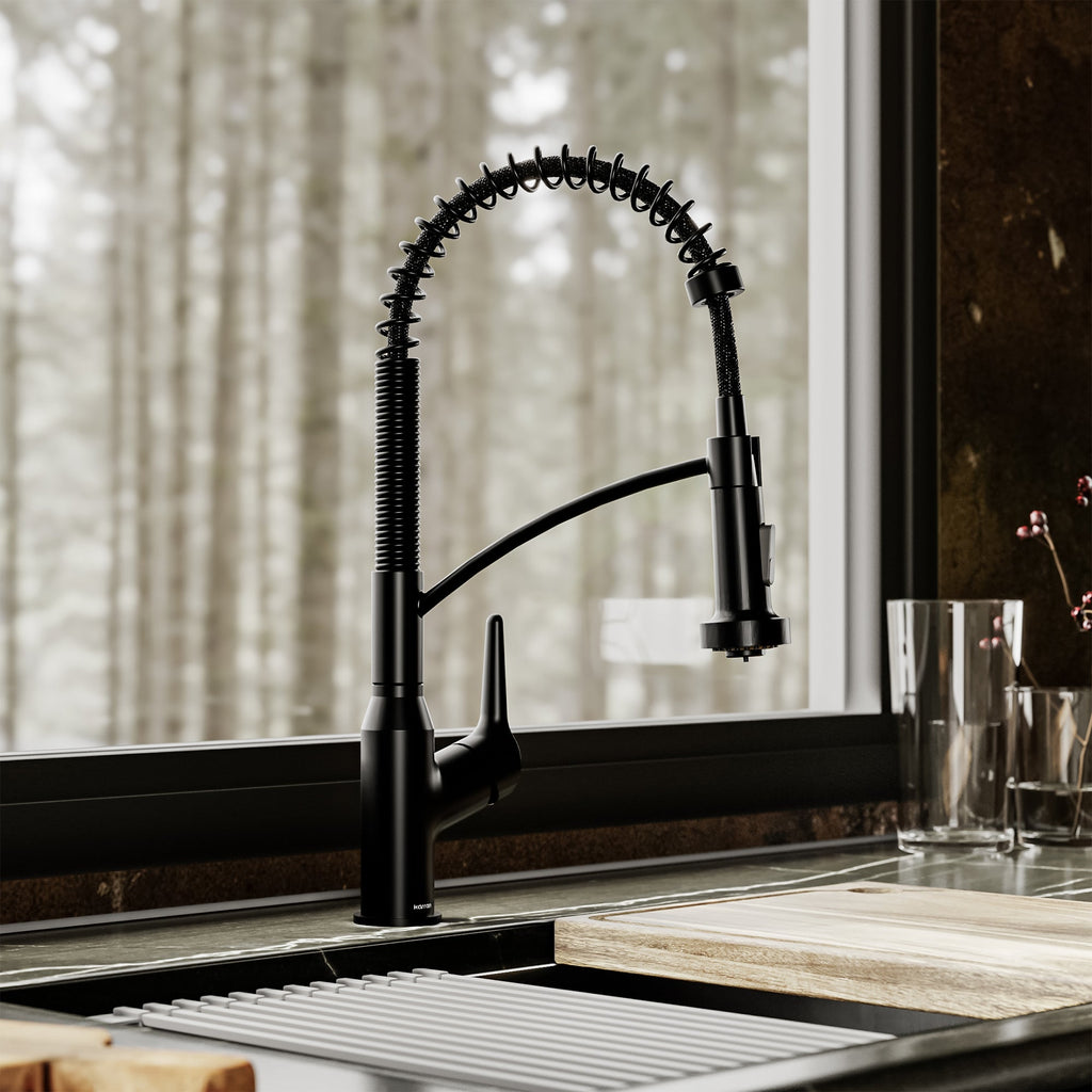 Scottsdale Single Hole Single Handle Pull-Down Sprayer Kitchen Faucet In Matte Black