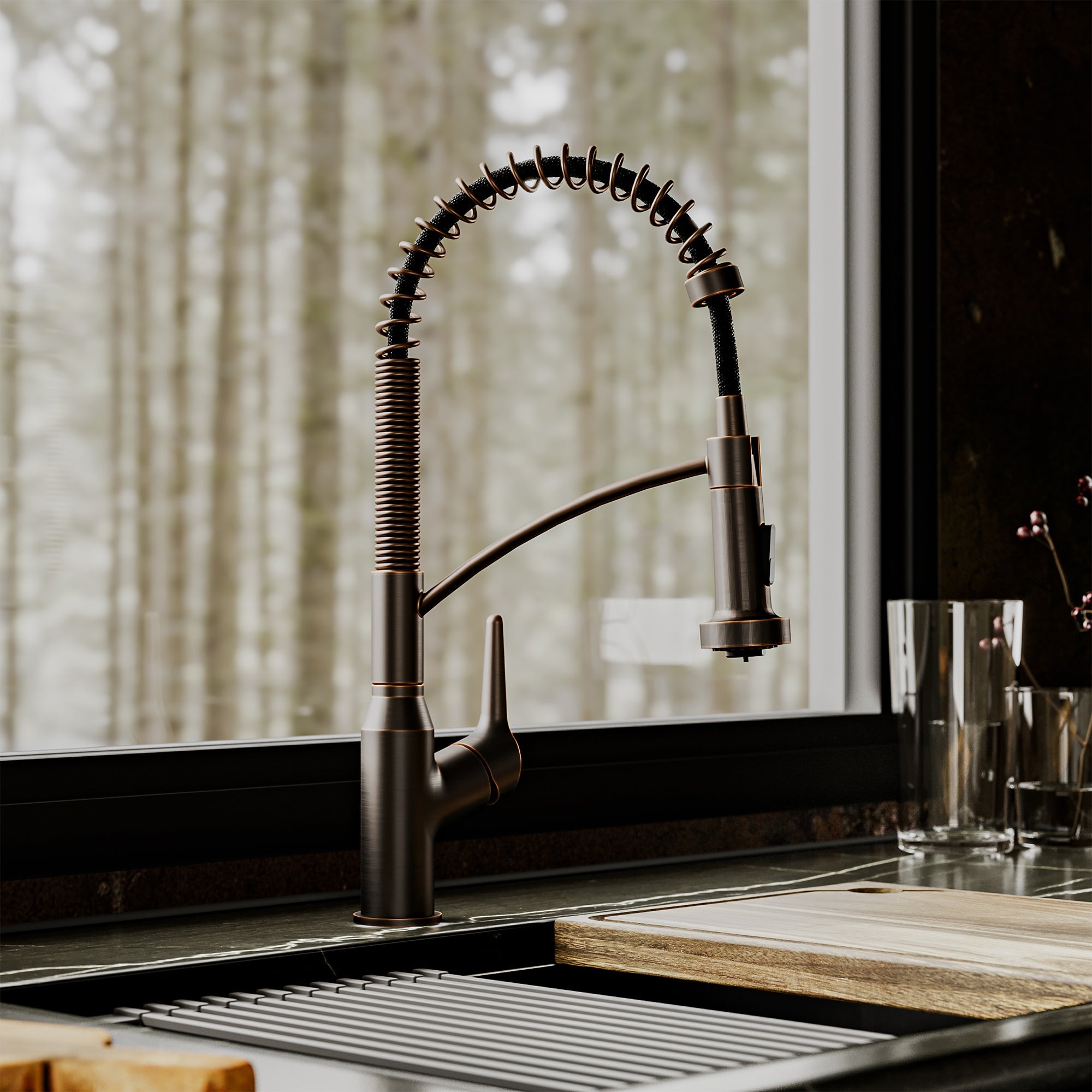 Scottsdale Single Hole Single Handle Pull-Down Sprayer Kitchen Faucet In Oil-Rubbed Bronze