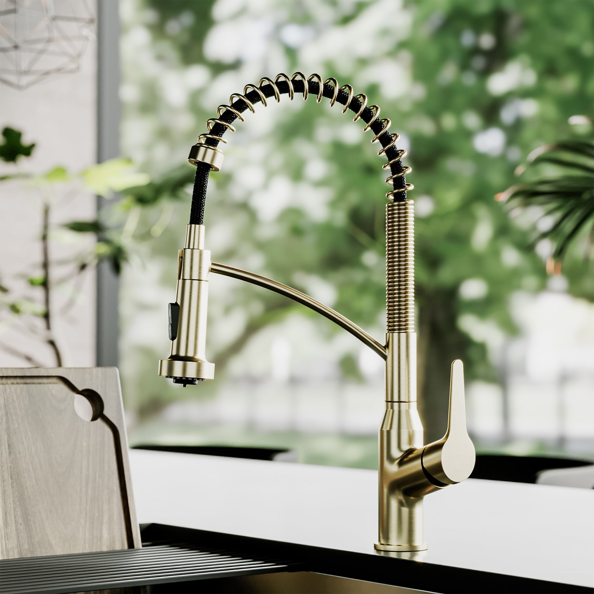 Scottsdale Single Handle Pull-Down Sprayer Commercial Style Kitchen Faucet In Spot-Free Brushed Gold
