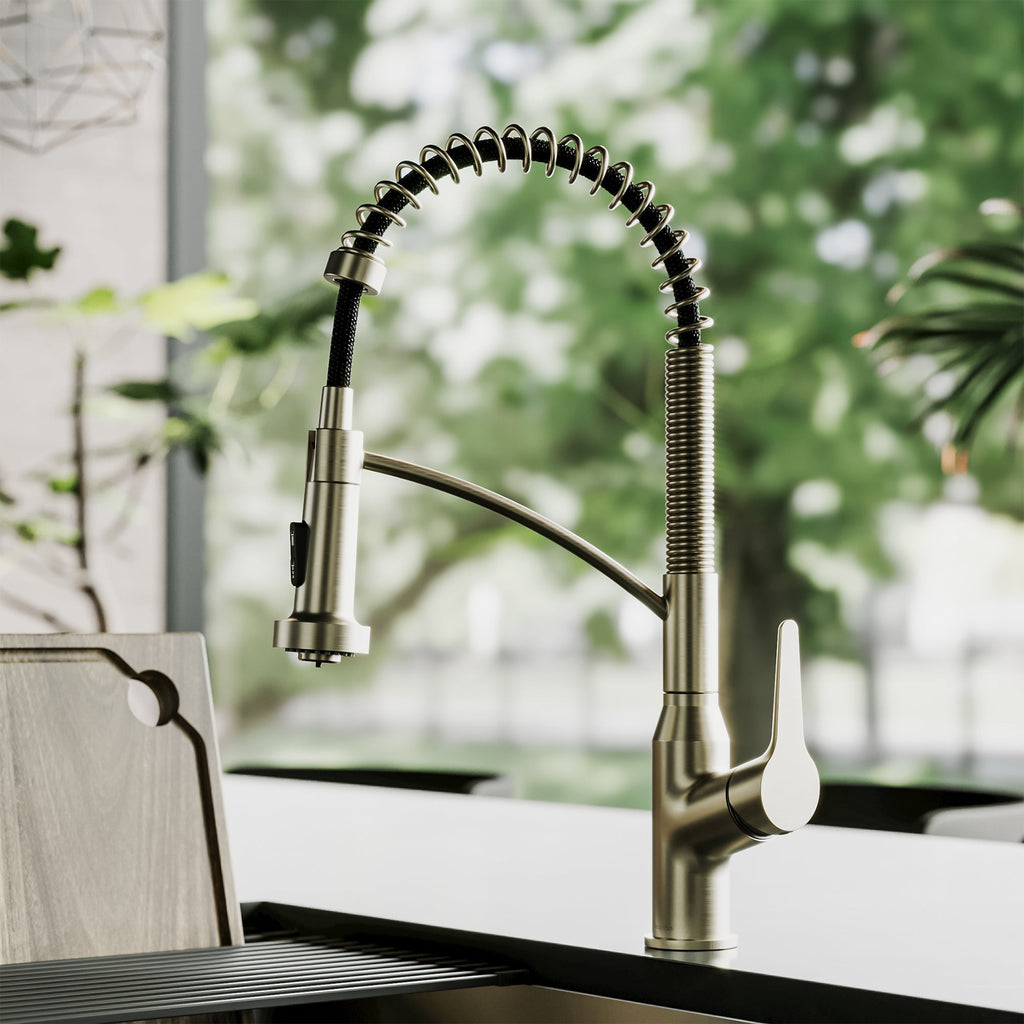 Scottsdale Single Handle Pull-Down Sprayer Commercial Style Kitchen Faucet In Spot-Free Champagne Bronze