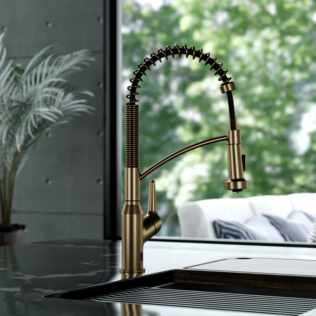 Scottsdale Single Handle Pull-Down Sprayer Touchless Kitchen Faucet In Brushed Copper