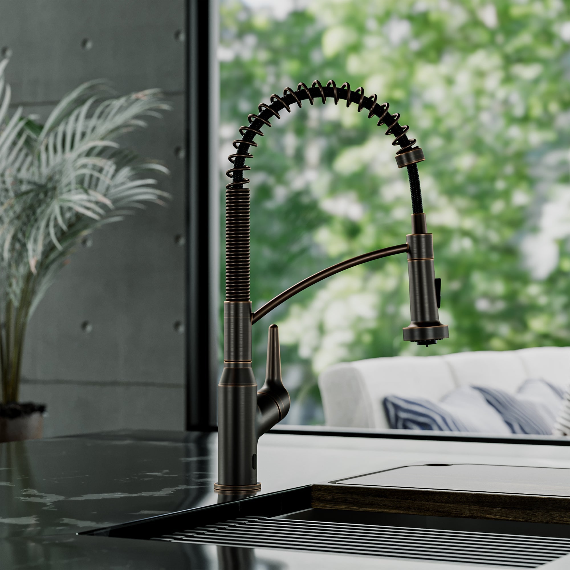 Scottsdale Single Handle Pull-Down Sprayer Touchless Kitchen Faucet In Oil-Rubbed Bronze