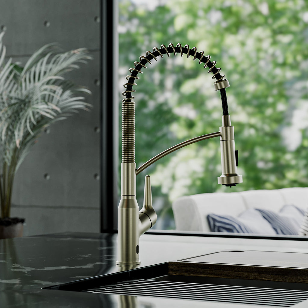 Scottsdale Single Handle Pull-Down Sprayer Touchless Kitchen Faucet In Spot-Free Champagne Bronze