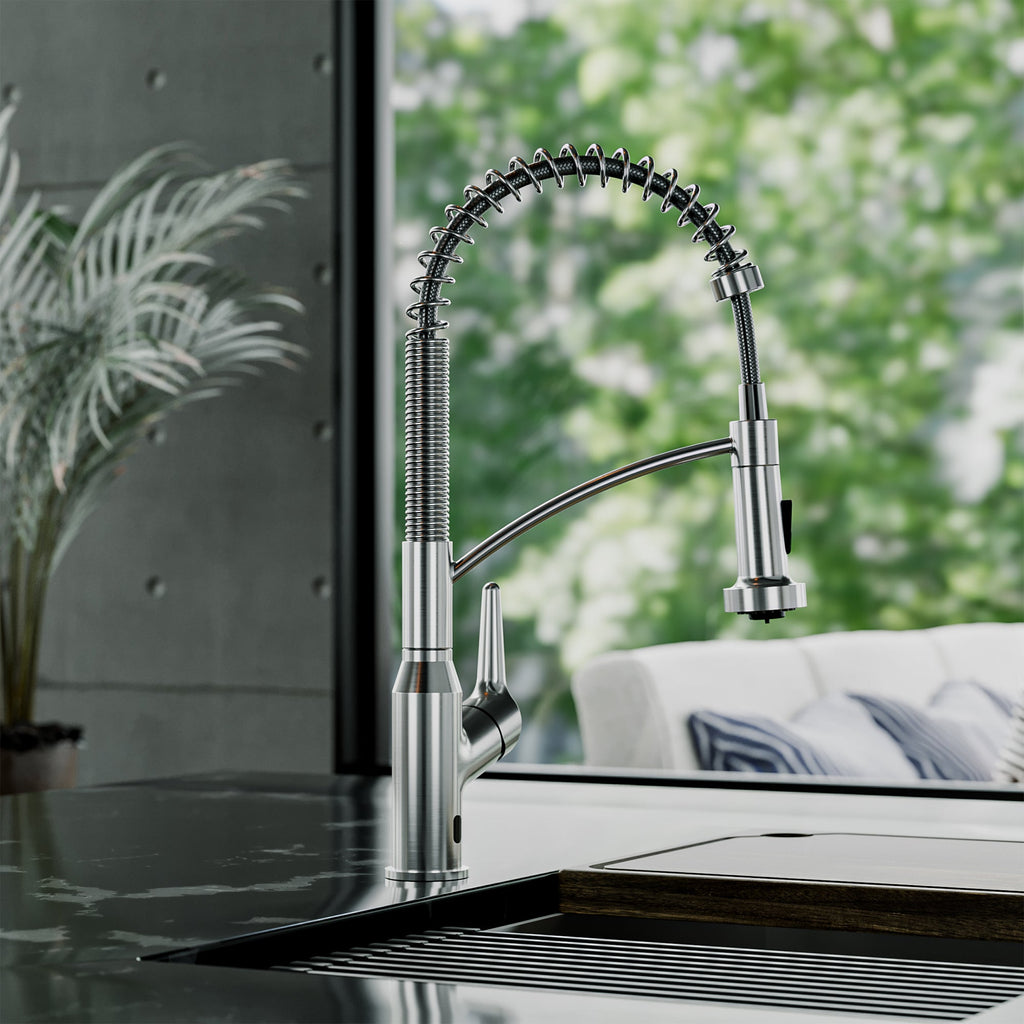 Scottsdale Single Handle Pull-Down Sprayer Touchless Kitchen Faucet In Spot-Free Stainless Steel