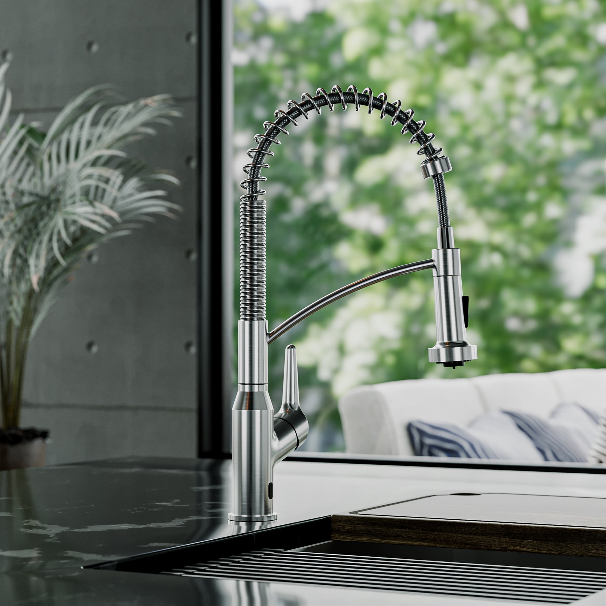 Scottsdale Single Handle Pull-Down Sprayer Touchless Kitchen Faucet In Spot-Free Stainless Steel
