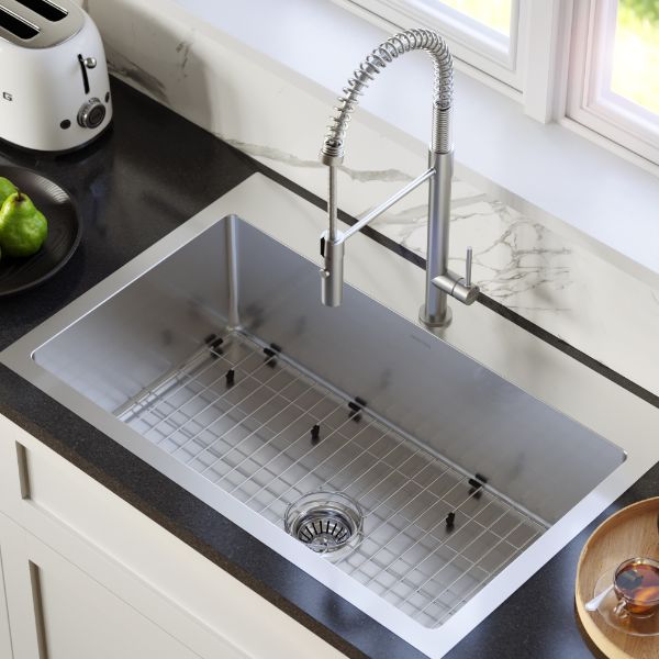 Bluffton Single Hole Single Handle Pull-Down Sprayer Kitchen Faucet In Stainless Steel
