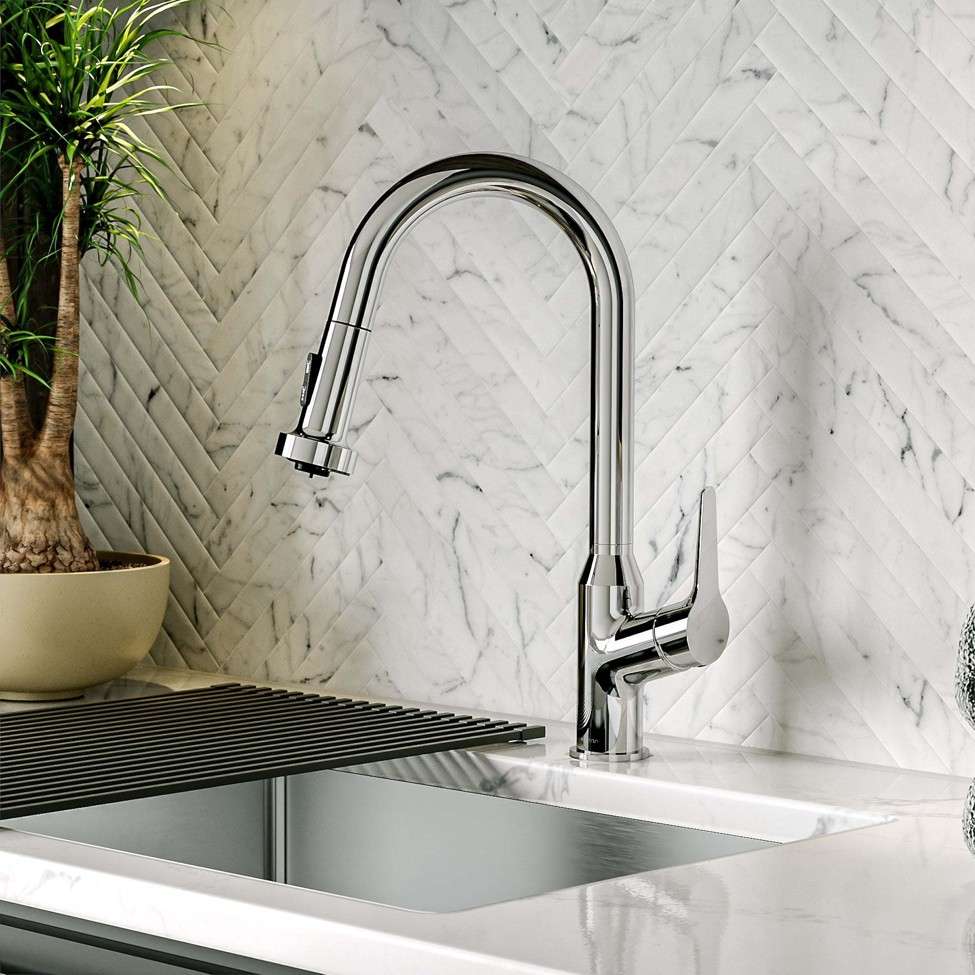 Scottsdale Single Handle Pull-Down Sprayer Kitchen Faucet In Chrome