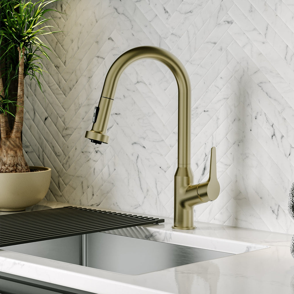 Scottsdale Single Handle Pull-Down Sprayer Kitchen Faucet In Spot-Free Champagne Bronze