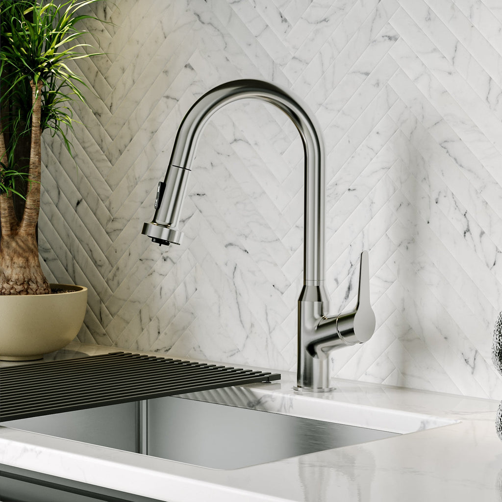 Scottsdale Single Handle Pull-Down Sprayer Kitchen Faucet In Spot-Free Stainless Steel