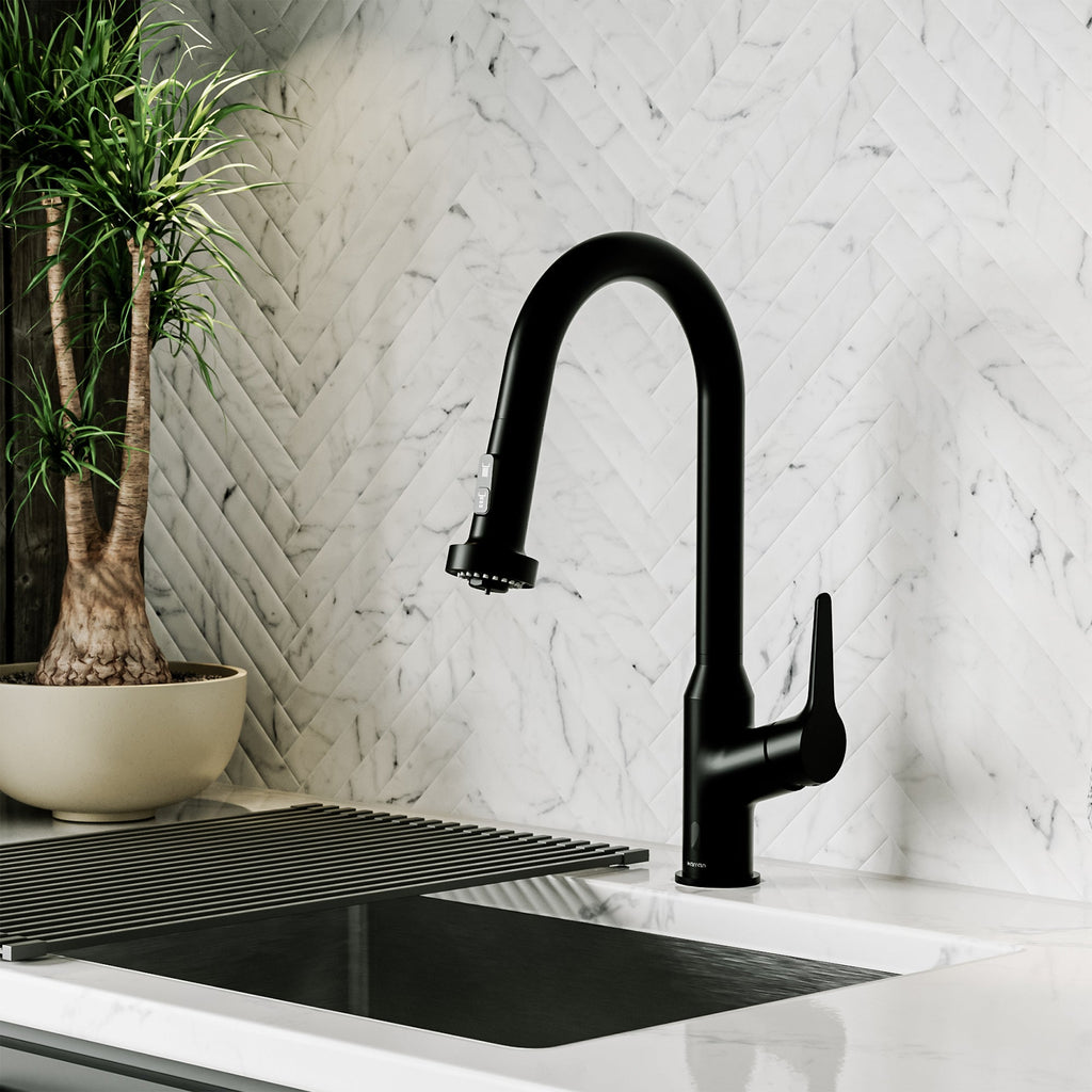 Scottsdale Single Handle Pull-Down Sprayer Kitchen Faucet In Matte Black