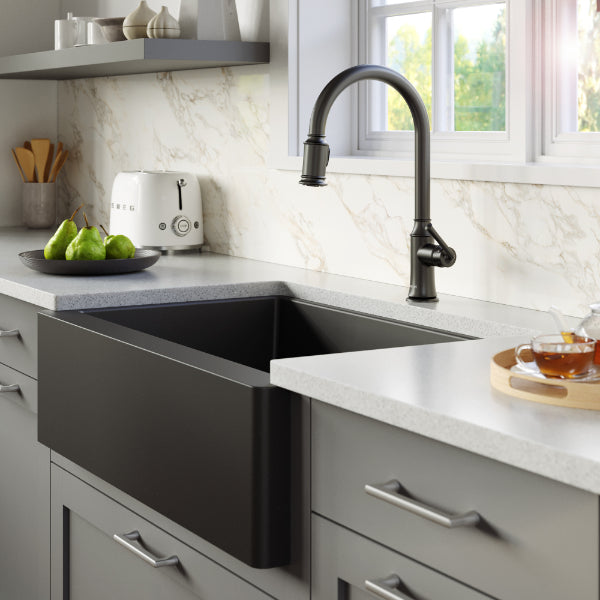 Auburn Single Hole Single Handle Pull-Down Sprayer Kitchen Faucet In Matte Black
