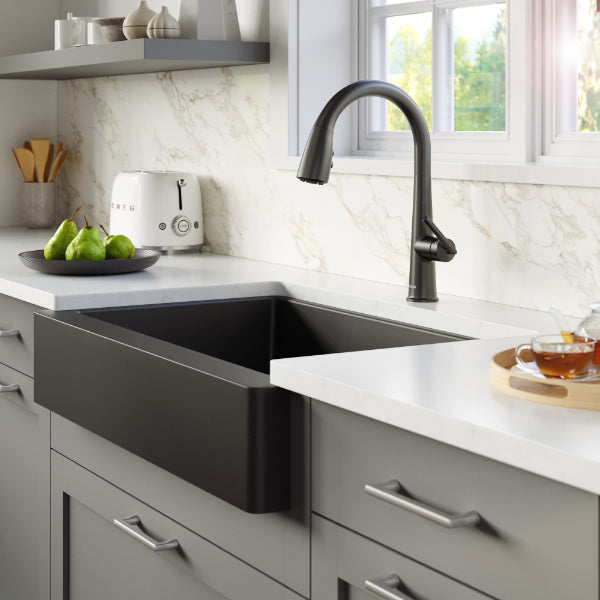 Kentland Single Hole Single Handle Pull-Down Sprayer Kitchen Faucet In Matte Black