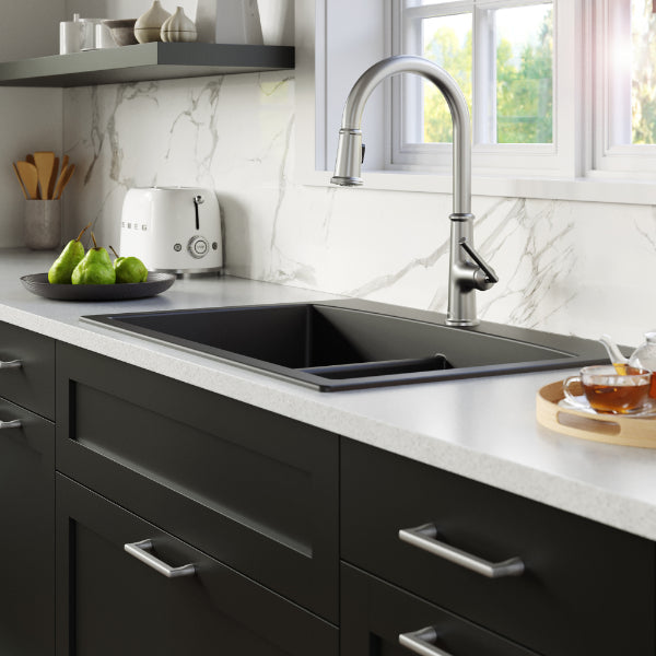Elwood Single Hole Single Handle Pull-Down Sprayer Kitchen Faucet In Stainless Steel
