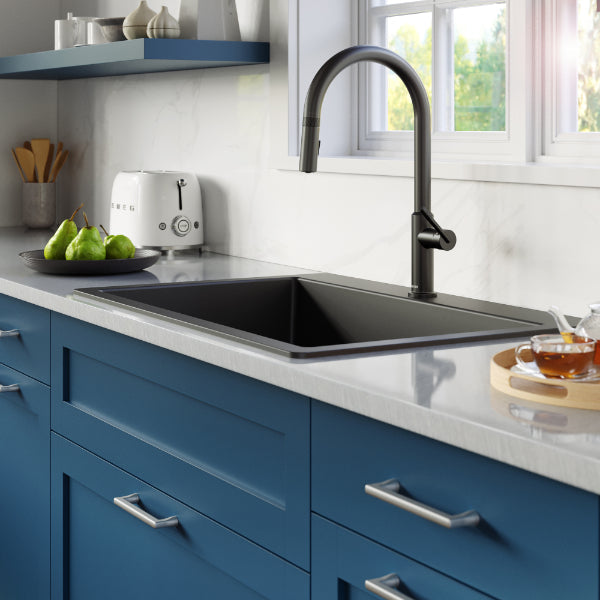 Lagrange Single Hole Single Handle Pull-Down Sprayer Kitchen Faucet In Matte Black