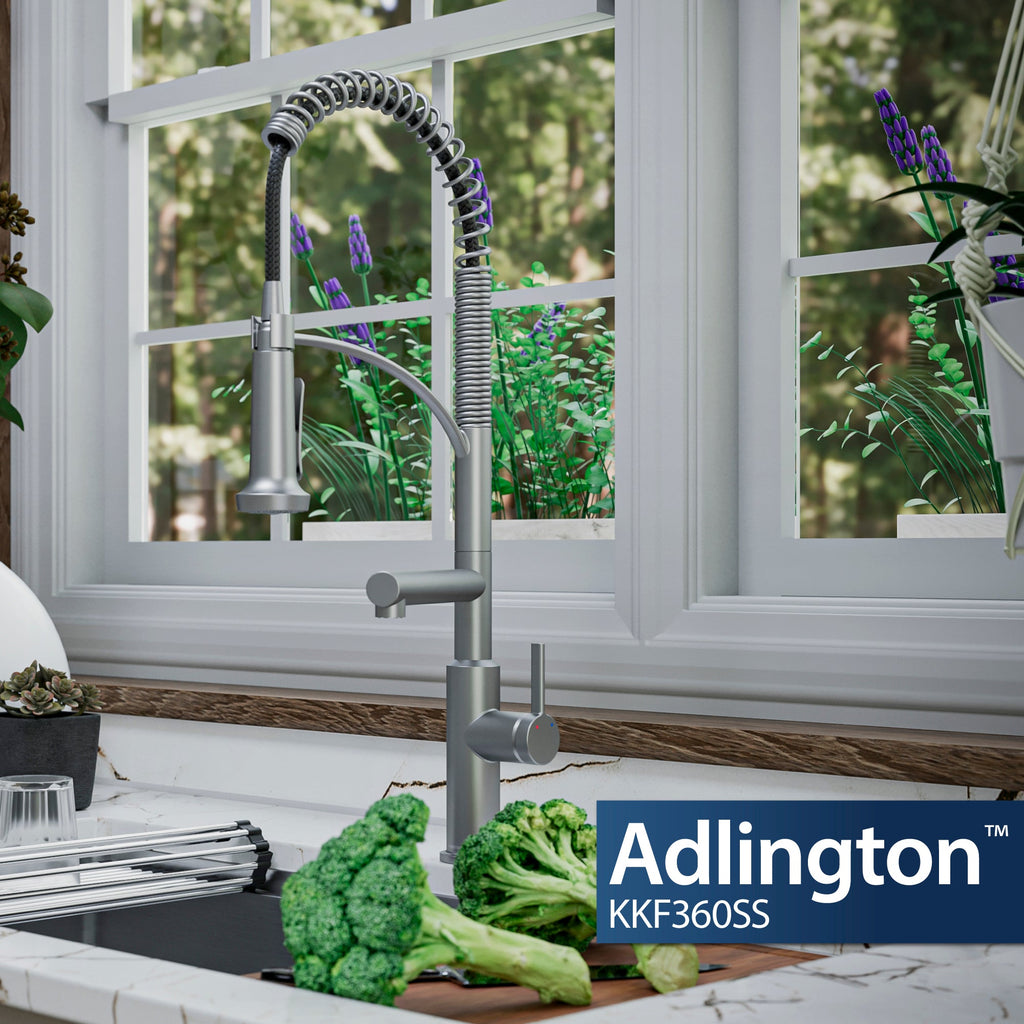 Adlington Single Hole Single Handle Pull-Down Sprayer Kitchen Faucet In Stainless Steel