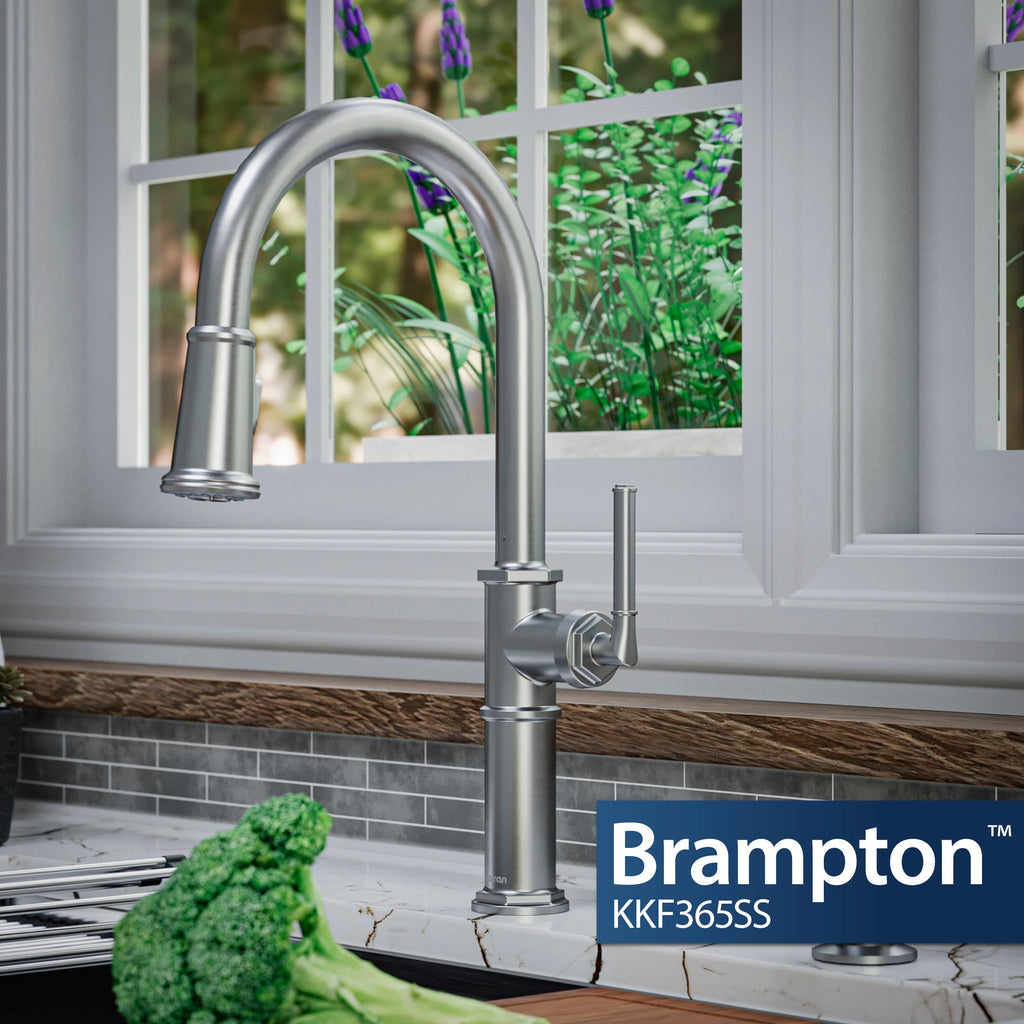 Brampton Single Hole Single Handle Pull-Down Sprayer Kitchen Faucet In Stainless Steel