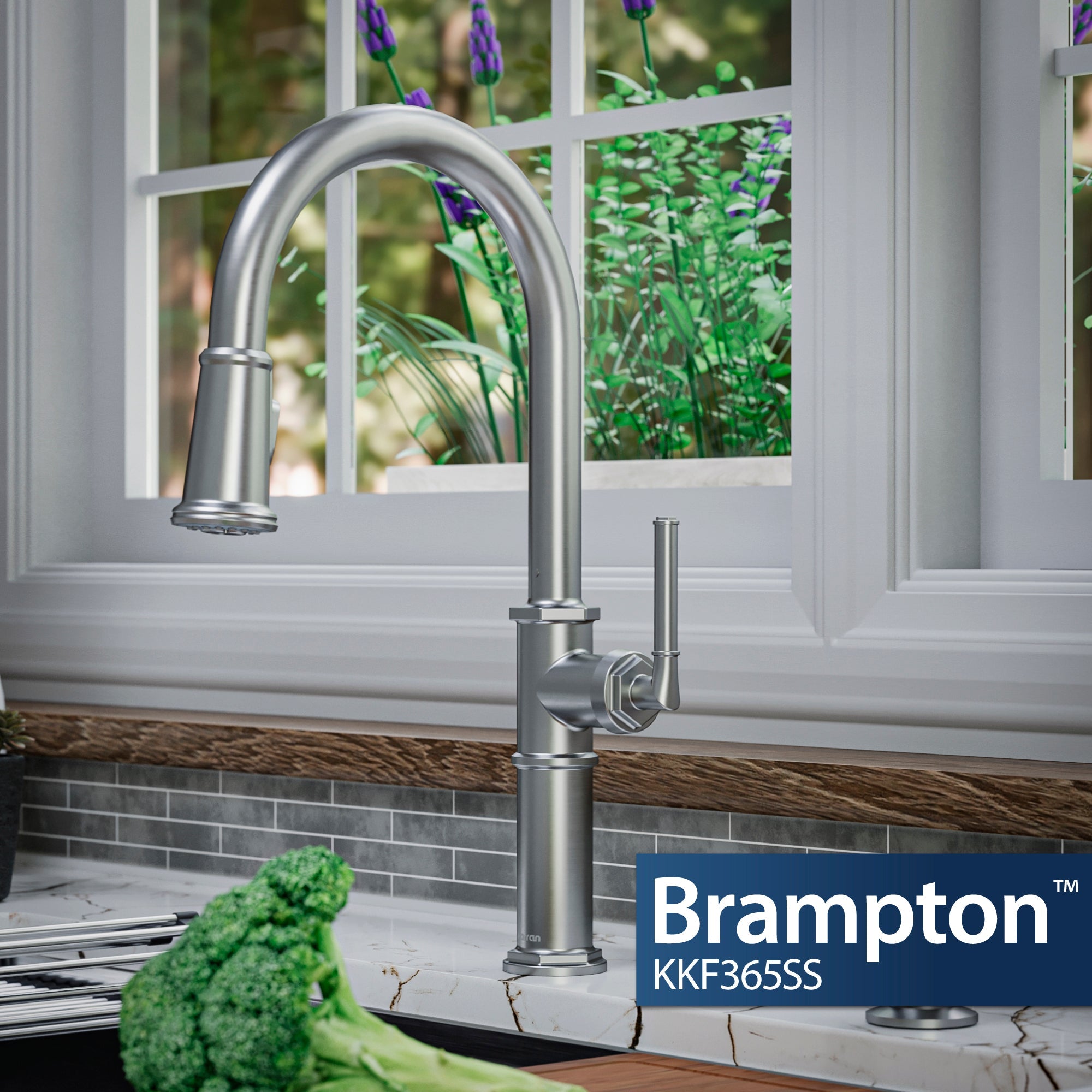 Brampton Single Hole Single Handle Pull-Down Sprayer Kitchen Faucet In Stainless Steel