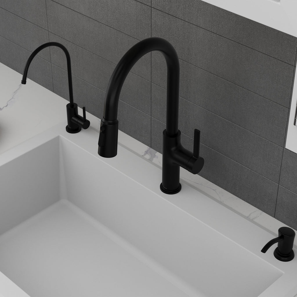 Stalbridge Single Handle Pull-Down Sprayer Kitchen Faucet In Matte Black