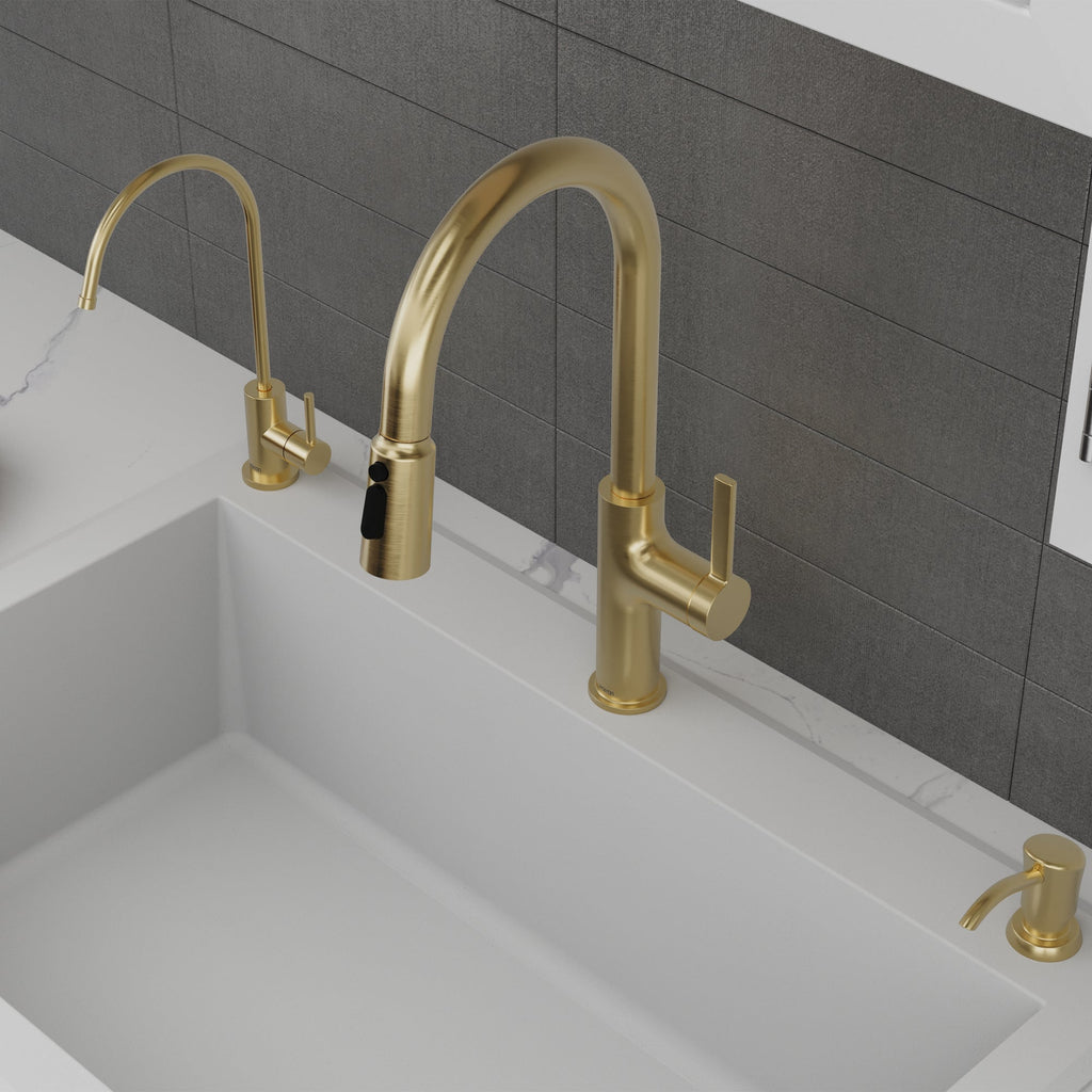 Stalbridge Single Handle Pull-Down Sprayer Kitchen Faucet In Spot-Free Champagne Bronze