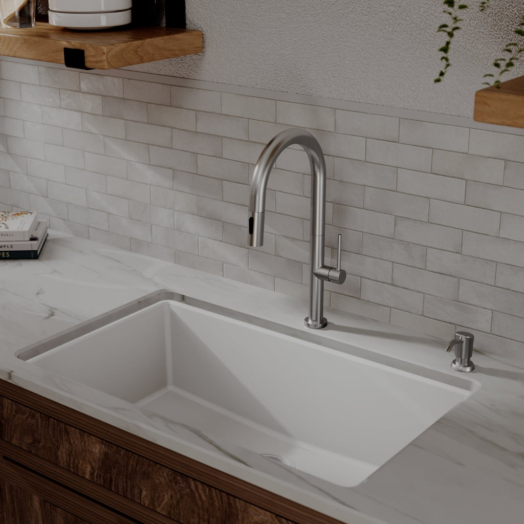 Brynford Single Handle Pull-Down Sprayer Kitchen Faucet In Spot-Free Stainless Steel