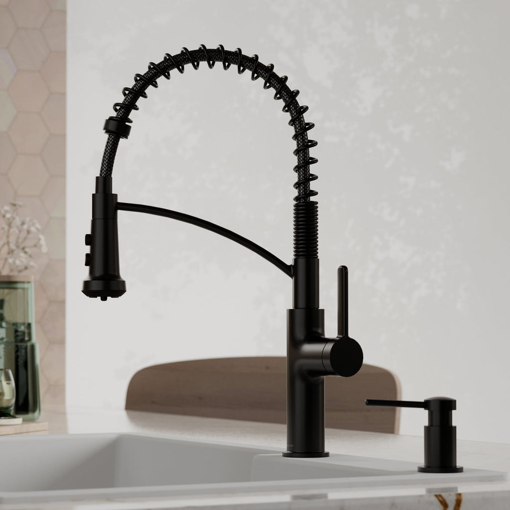 Scottsdale Single Handle Commerical Pull-Down Sprayer Kitchen Faucet In Matte Black