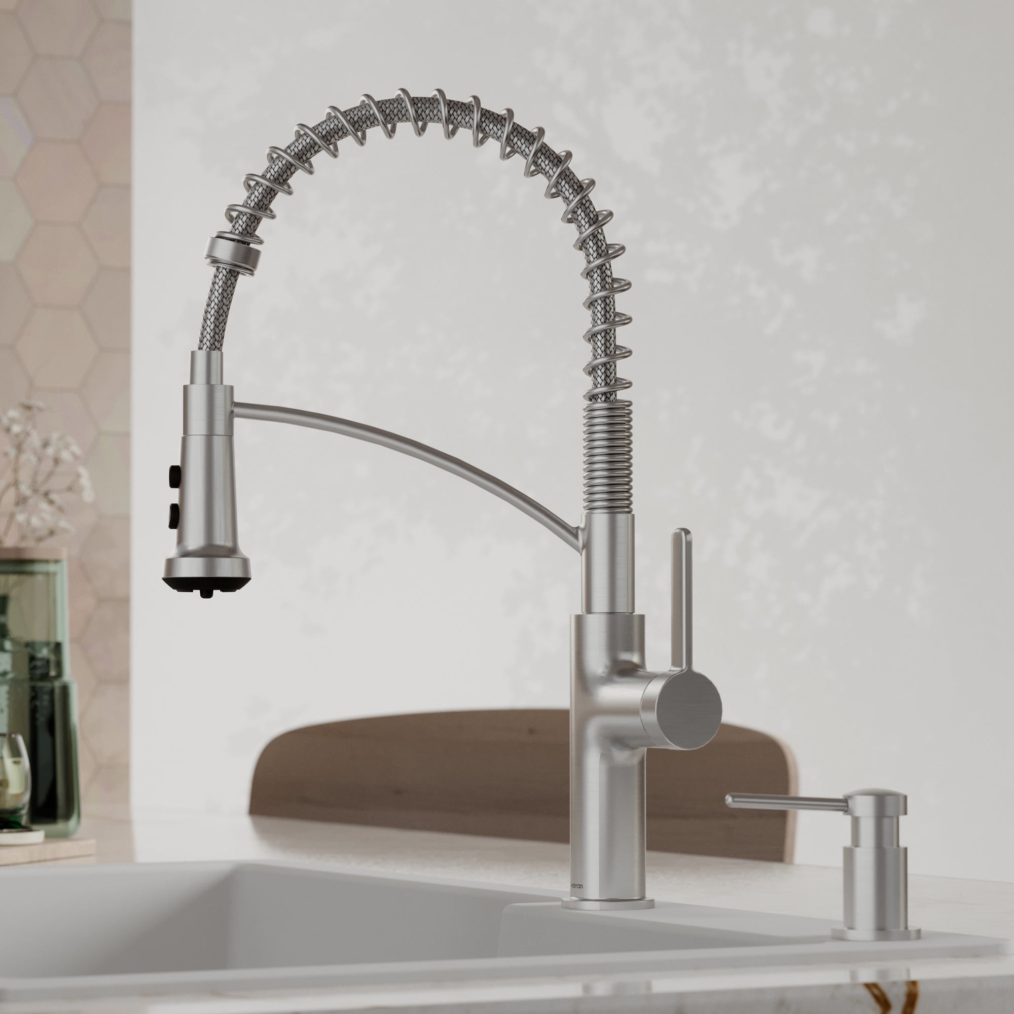 Scottsdale Single Handle Commercial Pull-Down Sprayer Kitchen Faucet In Spot-Free Stainless Steel