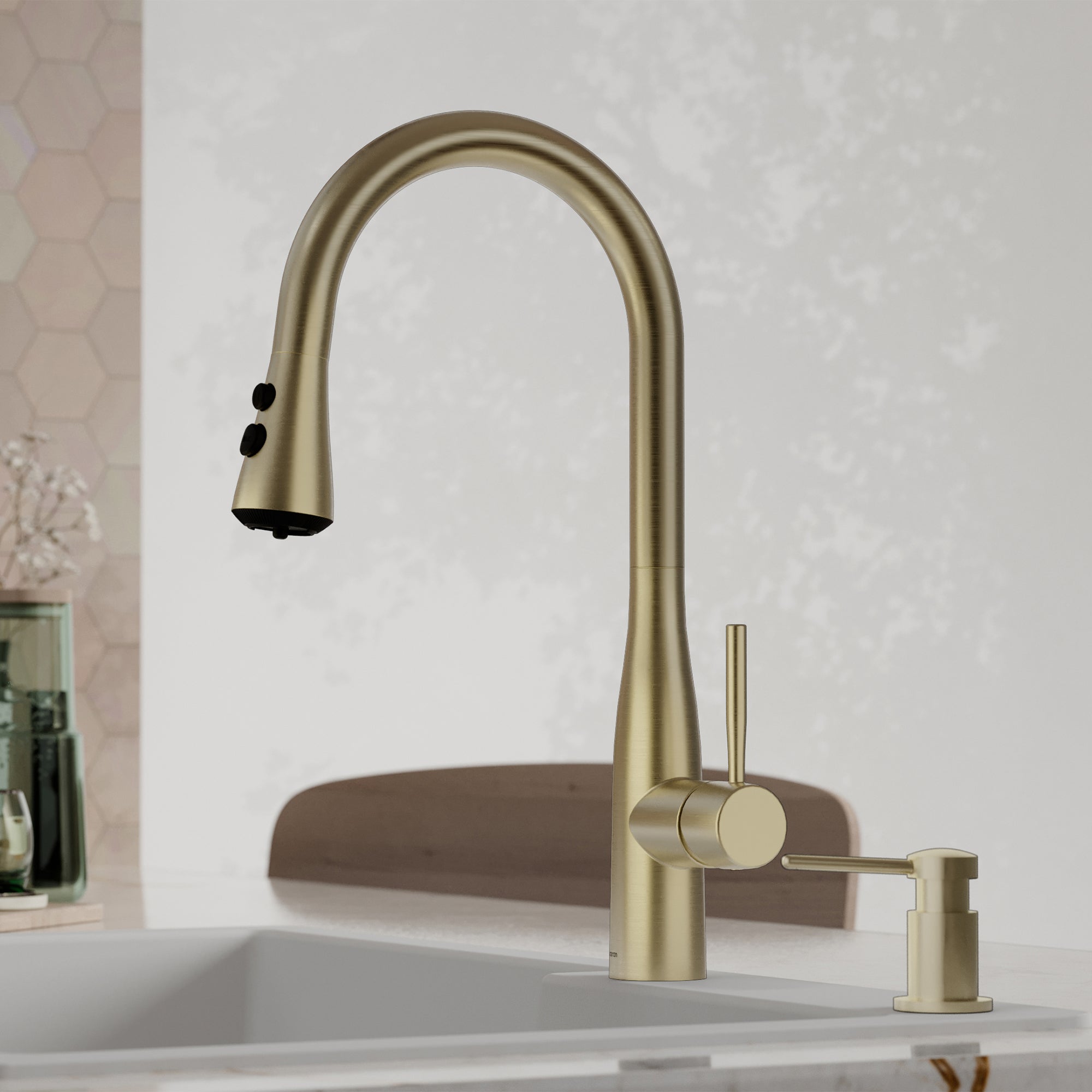 Faraday Pull-Down Sprayer Kitchen Faucet In Spot-Free Champagne Bronze