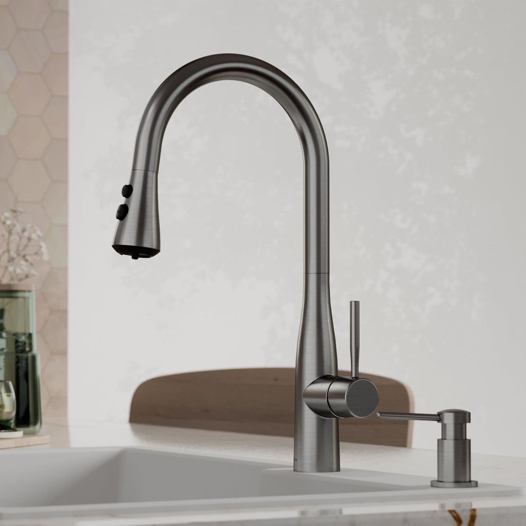 Faraday Pull-Down Sprayer Kitchen Faucet In Spot-Free Gunmetal Grey