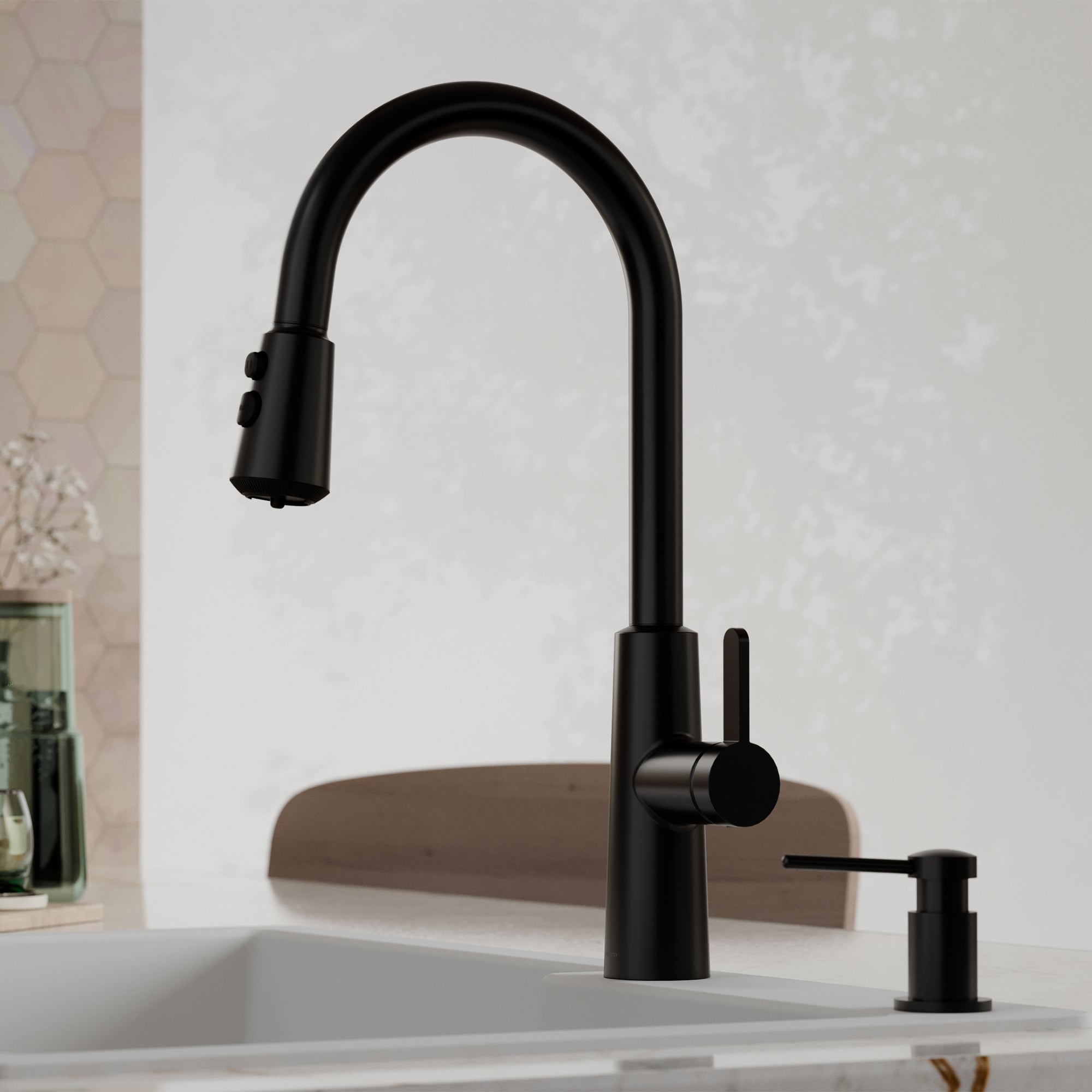 Elmsworth Pull-Down Sprayer Kitchen Faucet In Matte Black