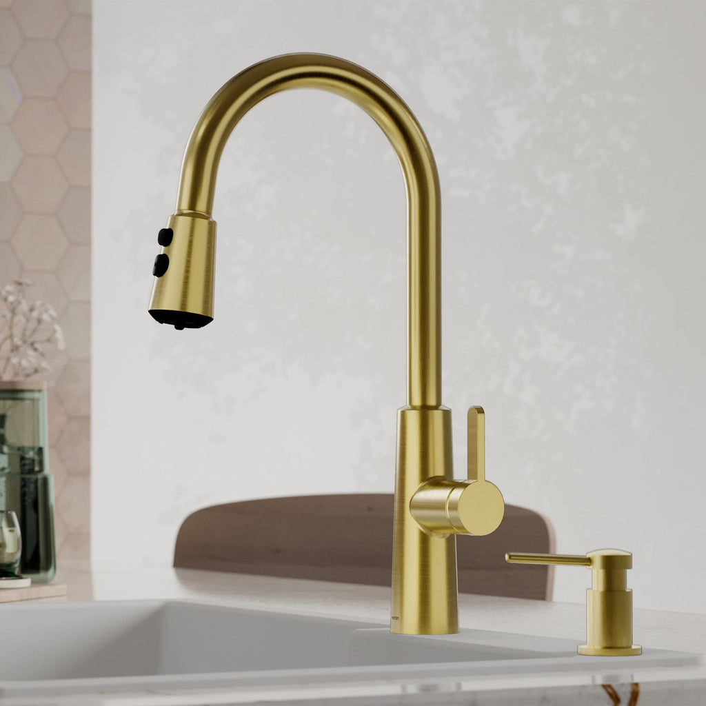 Elmsworth Pull-Down Sprayer Kitchen Faucet In Spot-Free Brushed Gold