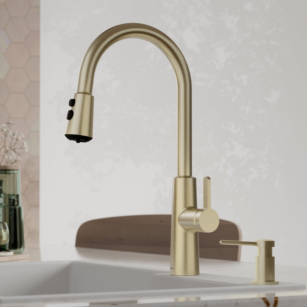 Elmsworth Pull-Down Sprayer Kitchen Faucet In Spot-Free Champagne Bronze
