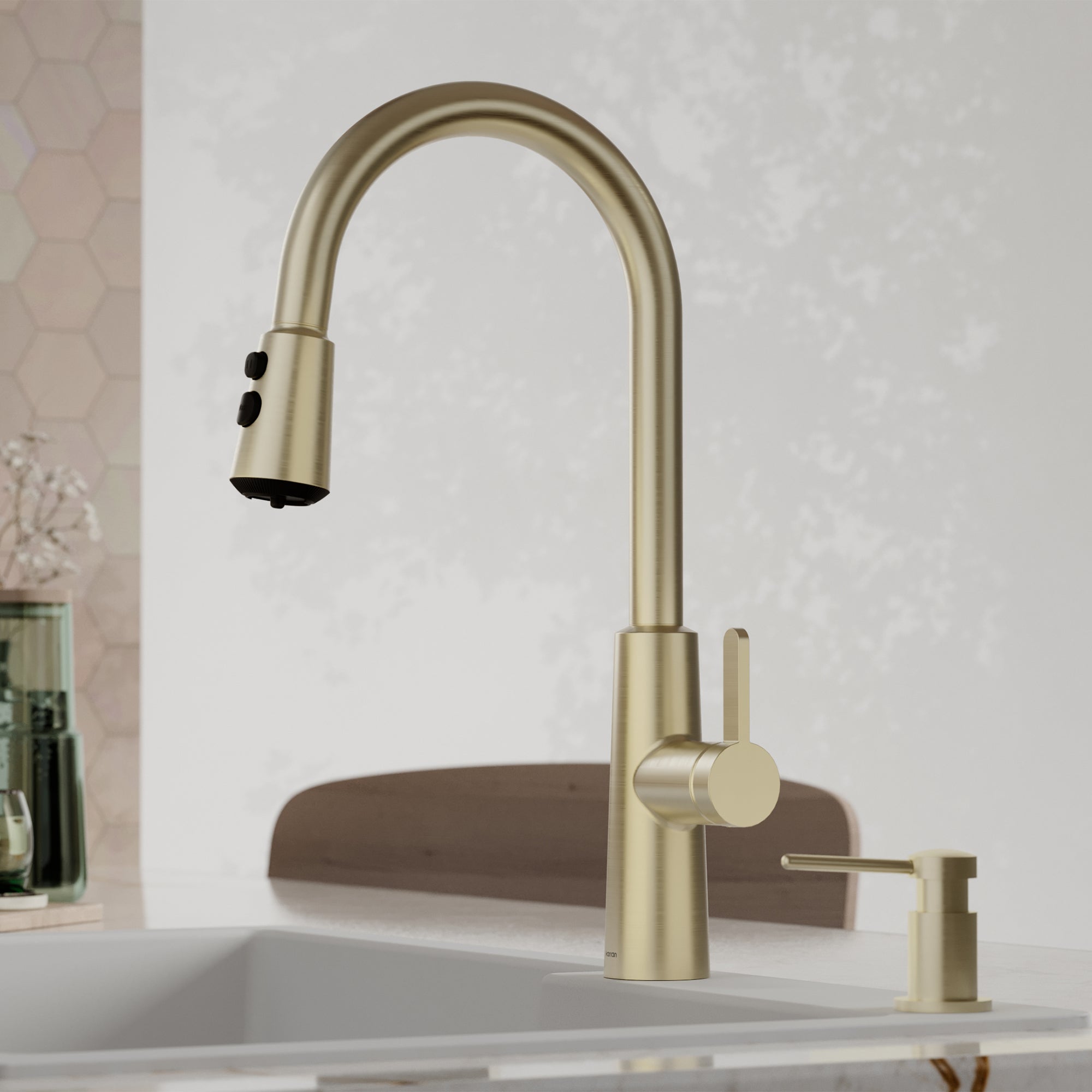 Elmsworth Pull-Down Sprayer Kitchen Faucet In Spot-Free Champagne Bronze