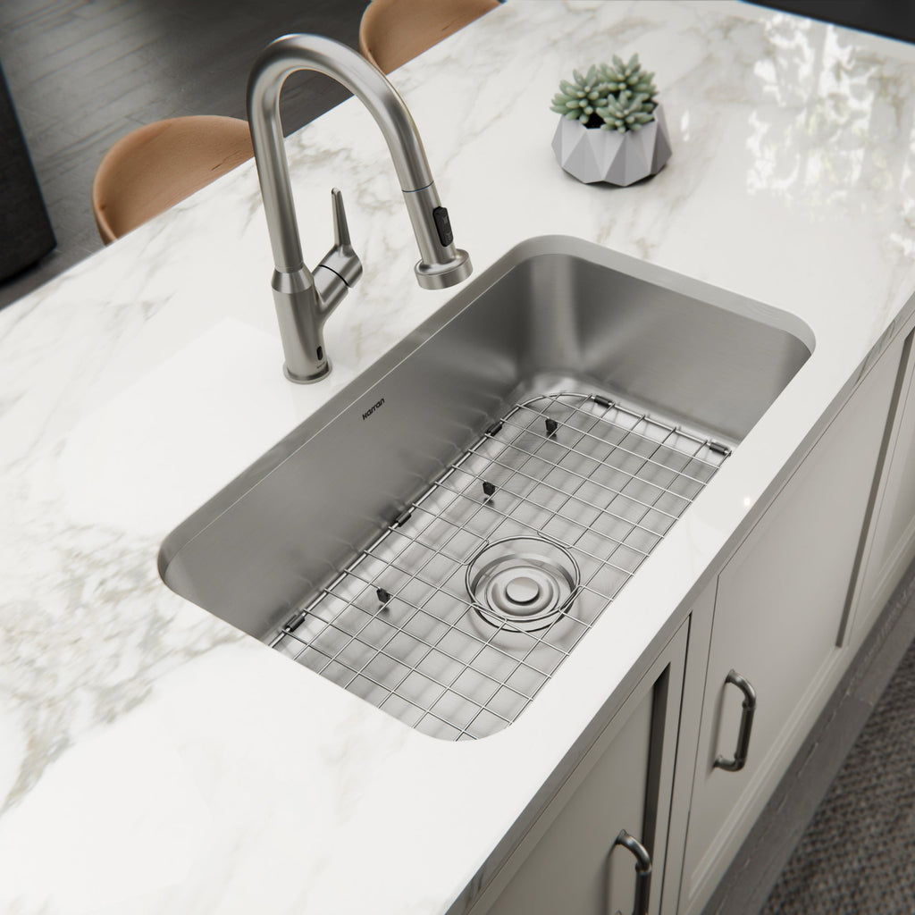 Profile 30" Undermount 18 Gauge Single Bowl Stainless Steel Kitchen Sink with Accessories