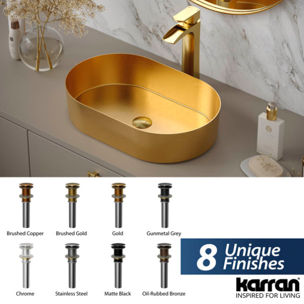 Pop-Up Bathroom Sink Drain In Brushed Gold