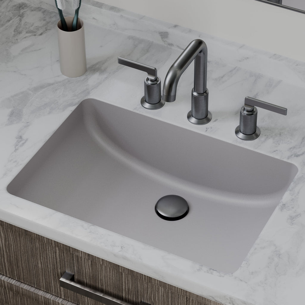 20" Seamless Undermount Quartz Composite Bathroom Sink In Grey