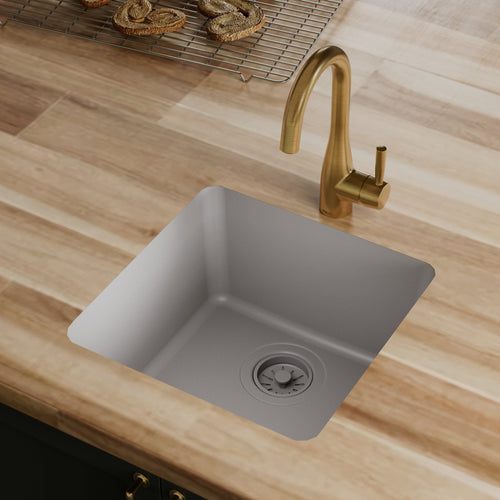 16-5/8" Seamless Undermount Quartz Composite Bar/Prep Sink In Concrete
