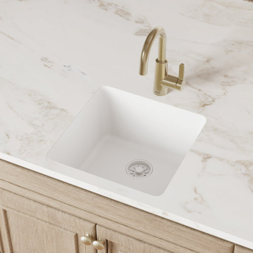 16-5/8" Seamless Undermount Quartz Composite Bar/Prep Sink In White